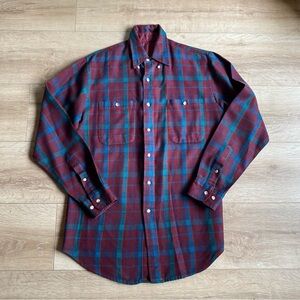 Vintage flannel like button down long sleeve shirt retro plaid